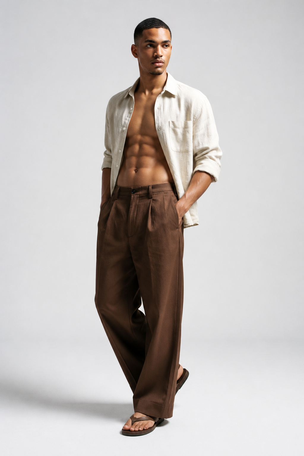 Brown Wide-Leg Trousers