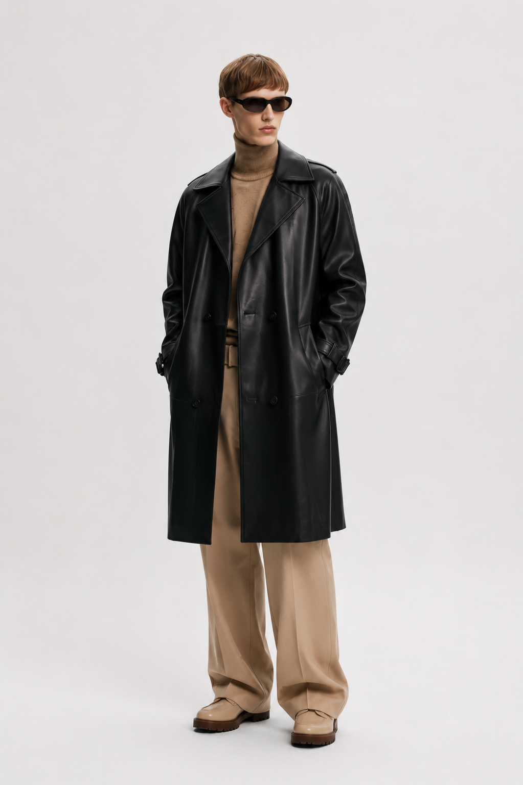 Black Leather Trench Coat