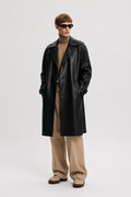Black Leather Trench Coat