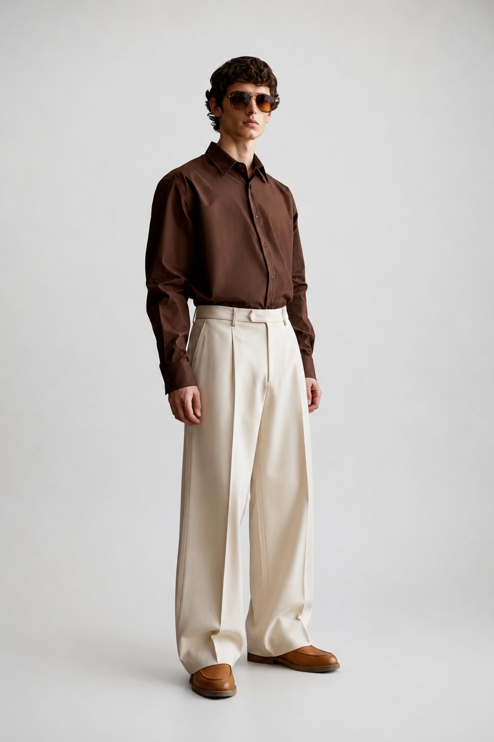 Cream Wide Leg Pants
