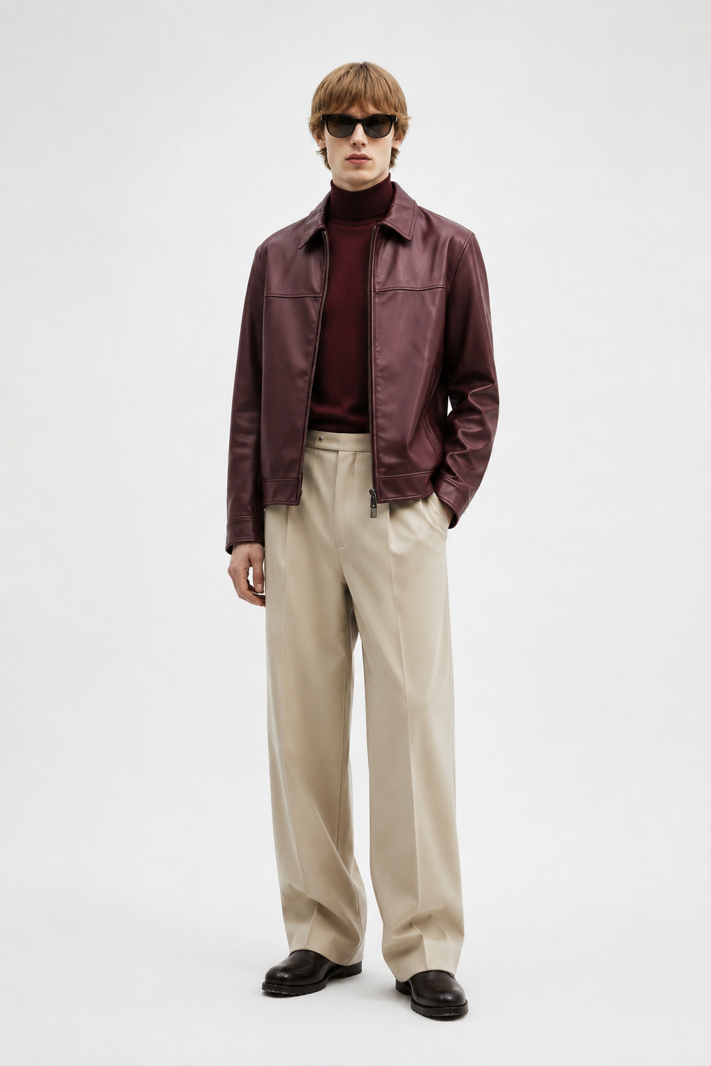 Wine Nappa Leather Jacket