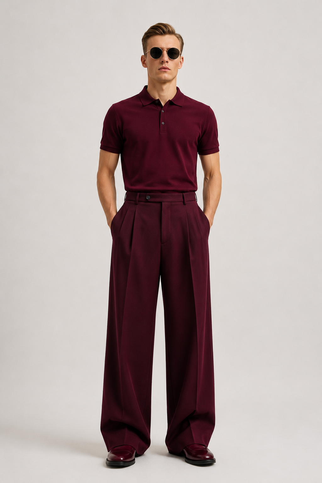 Wine Polo Co-Ord Set