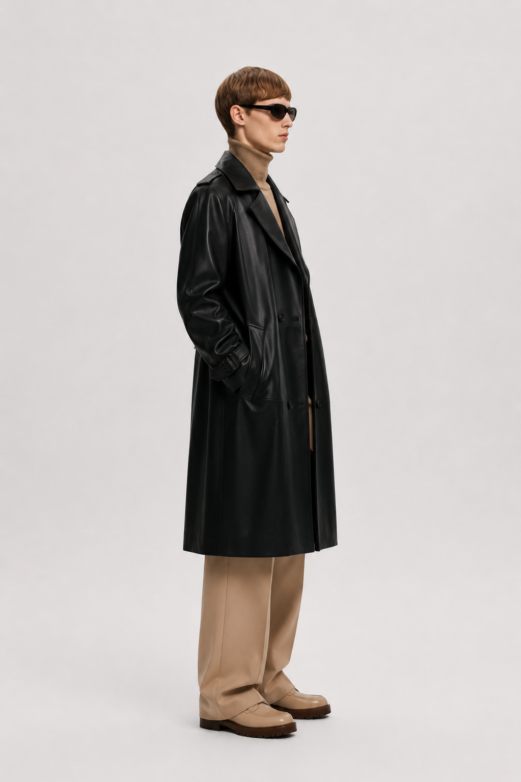 Black Leather Trench Coat