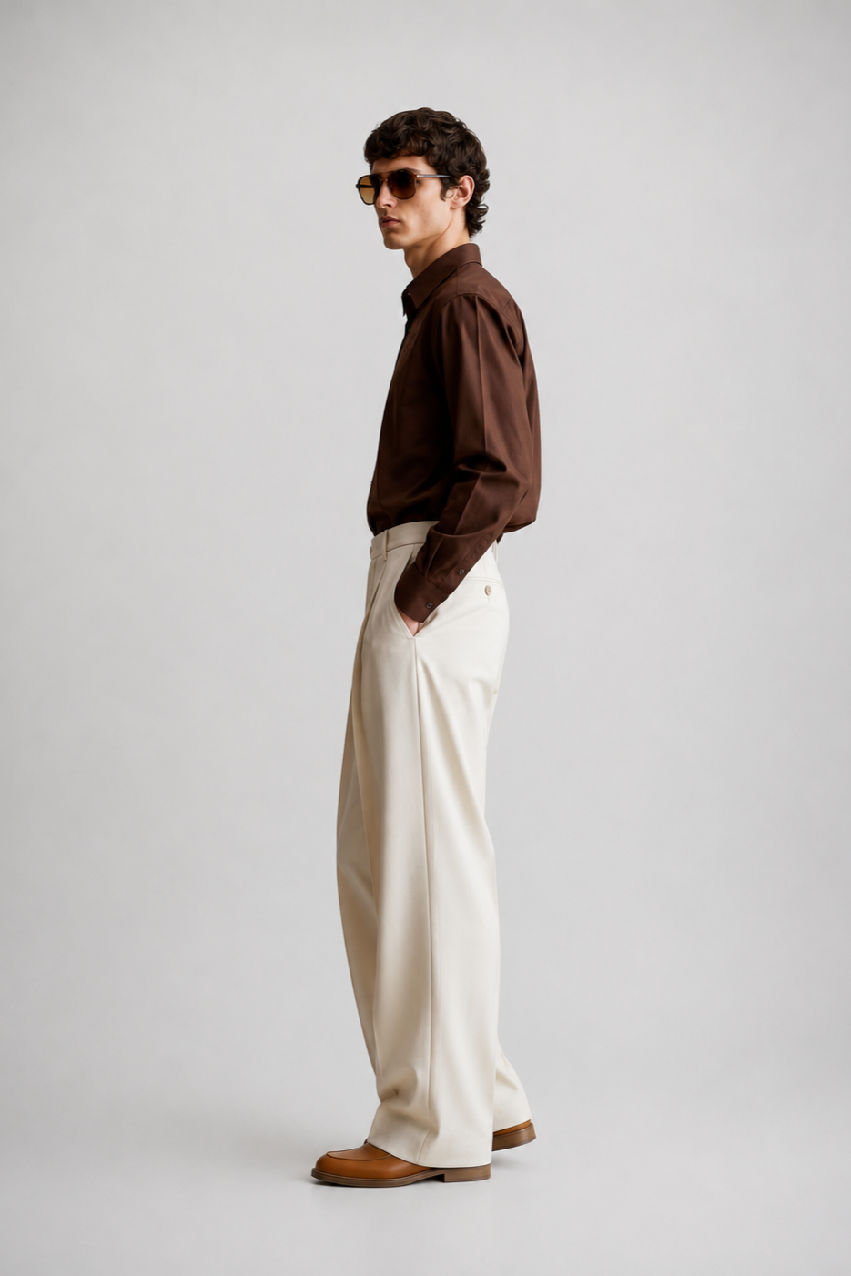 Cream Wide Leg Pants