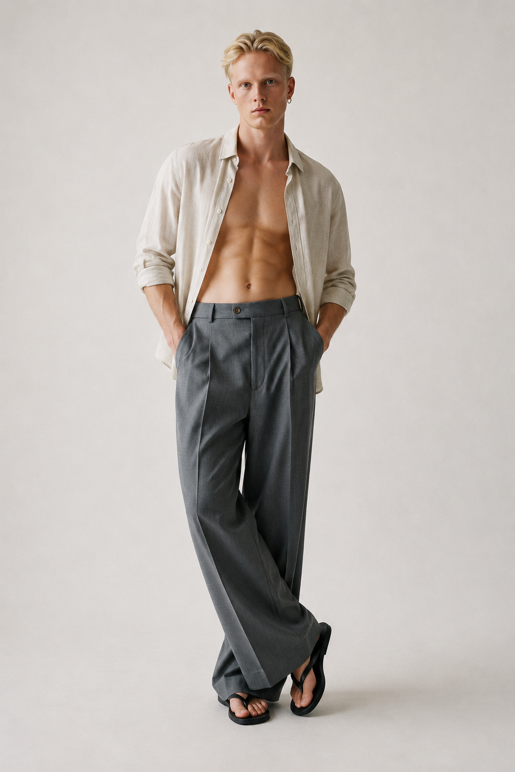 Grey Wide-Leg Trousers
