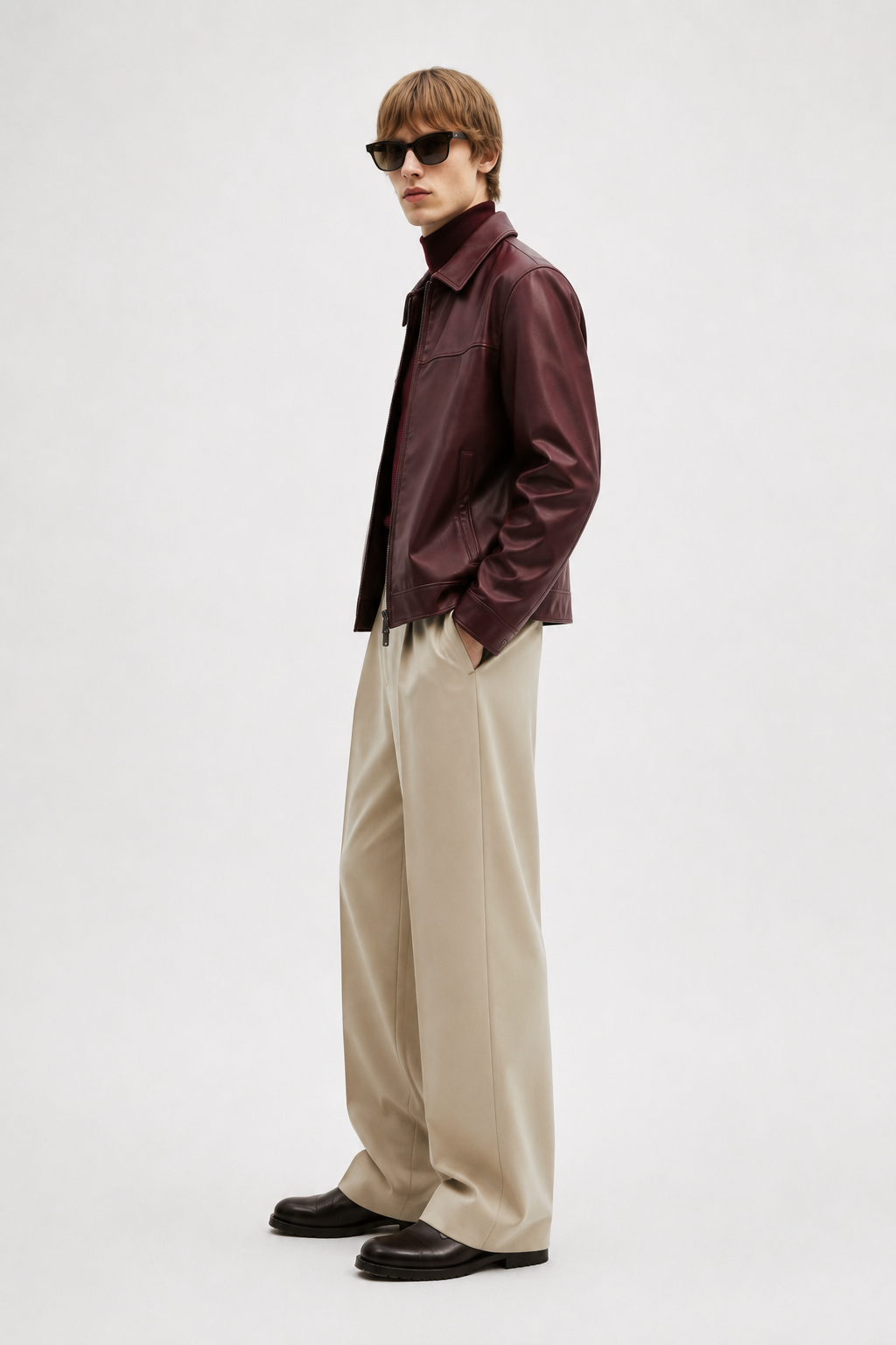 Wine Nappa Leather Jacket