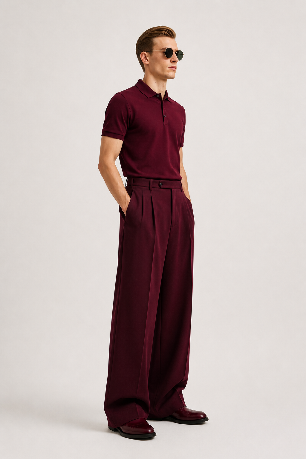 Wine Polo Co-Ord Set