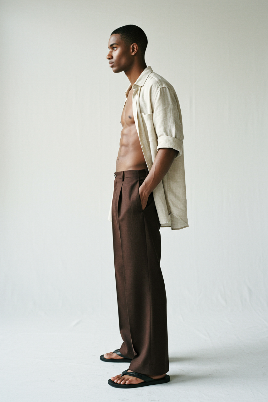 Brown Wide-Leg Trousers