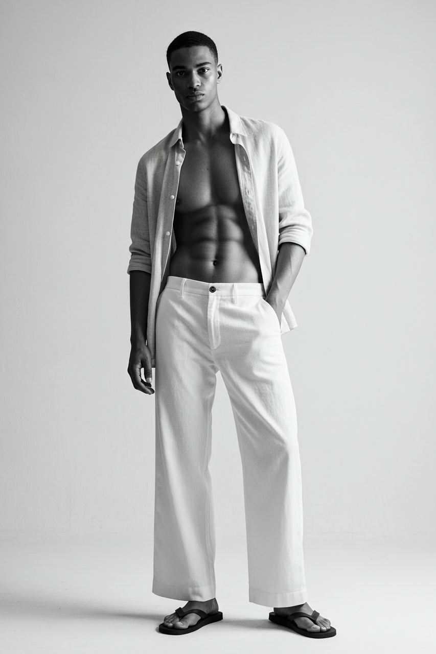 White Wide-Leg Trousers