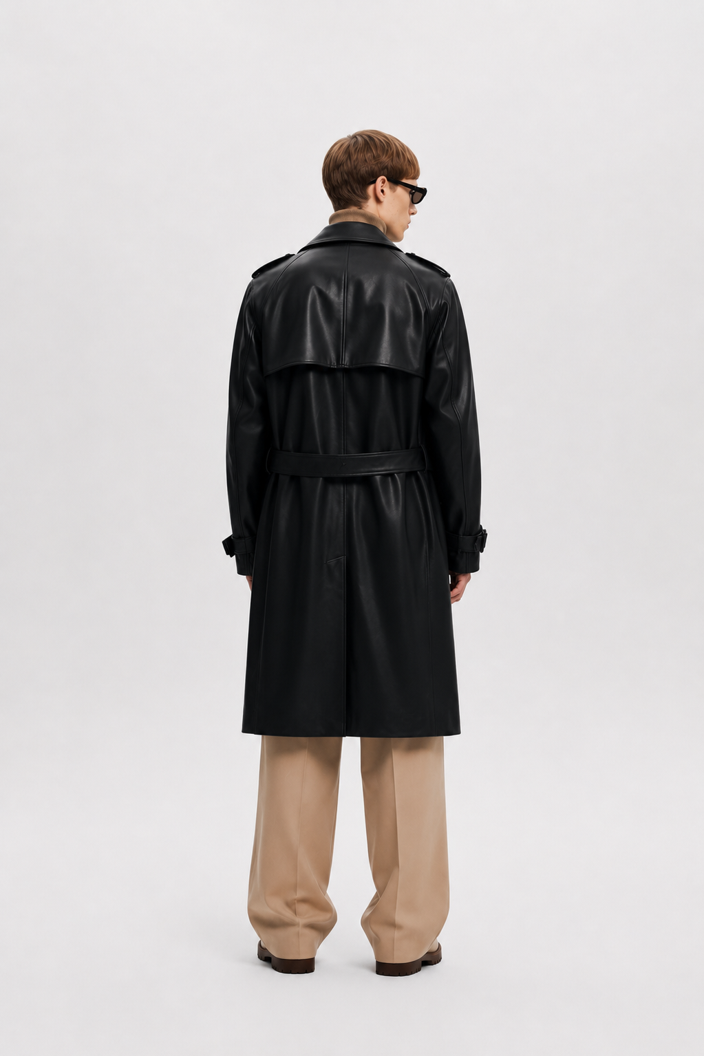 Black Leather Trench Coat
