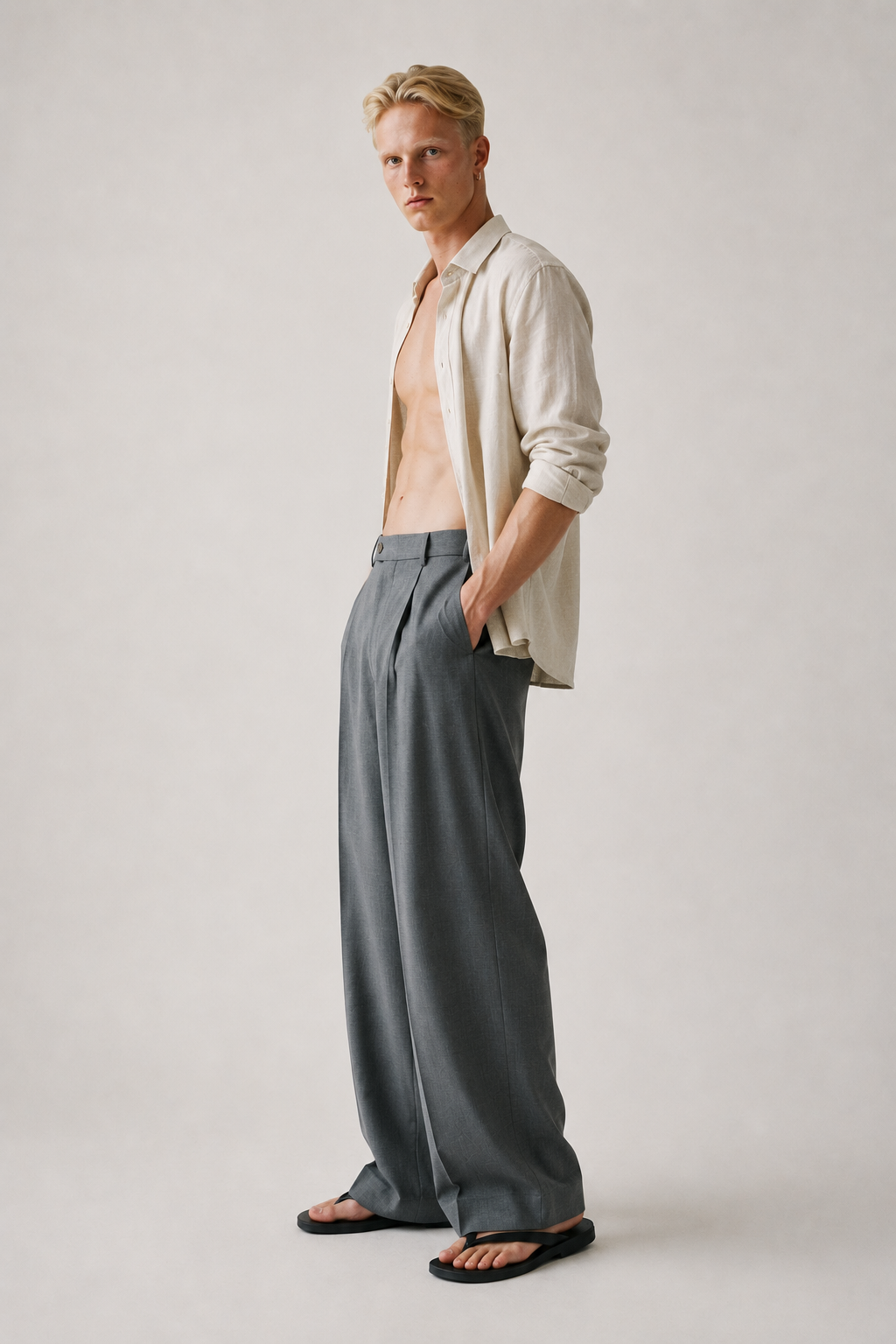 Grey Wide-Leg Trousers