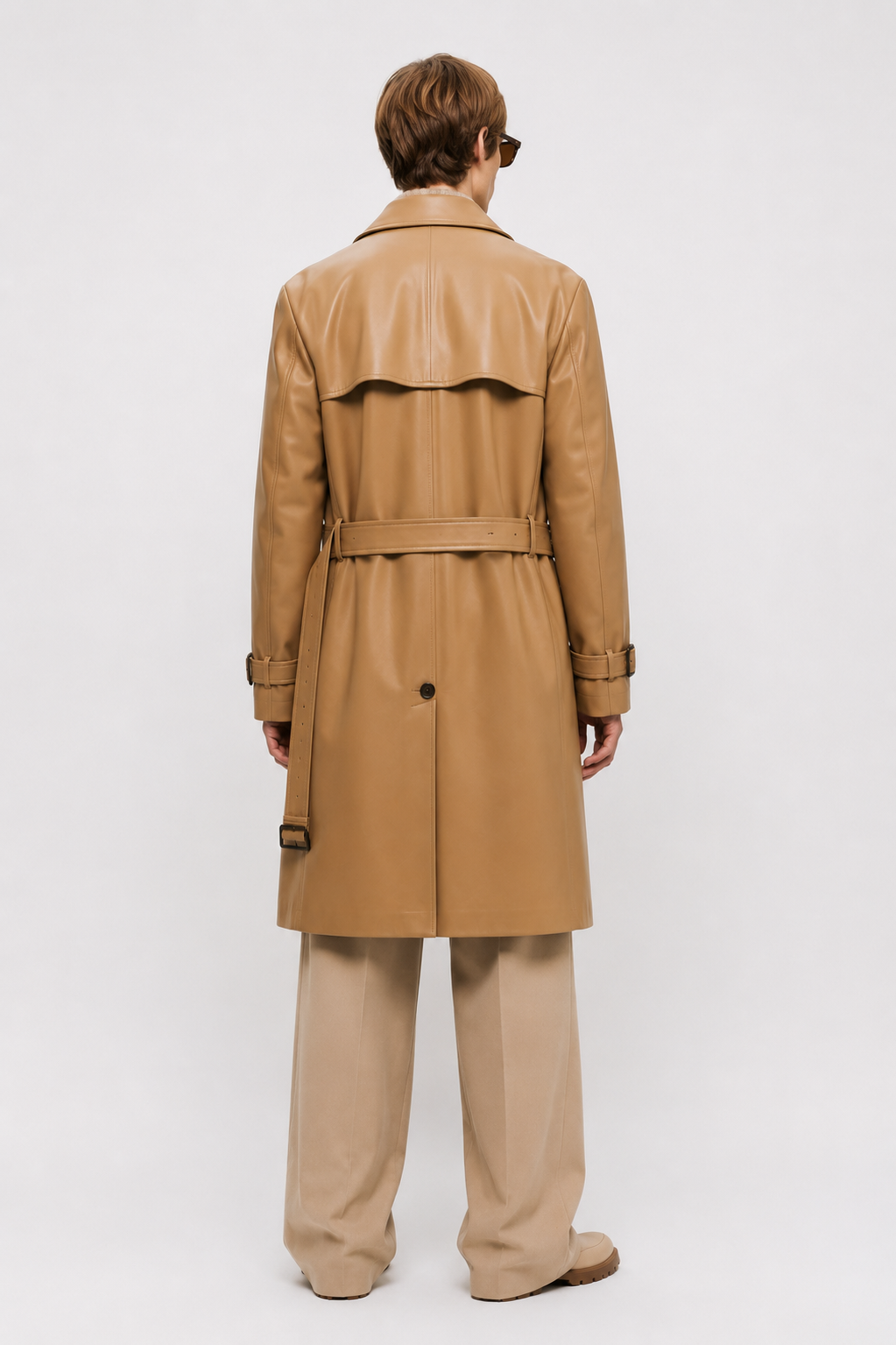 Tan Leather Trench Coat