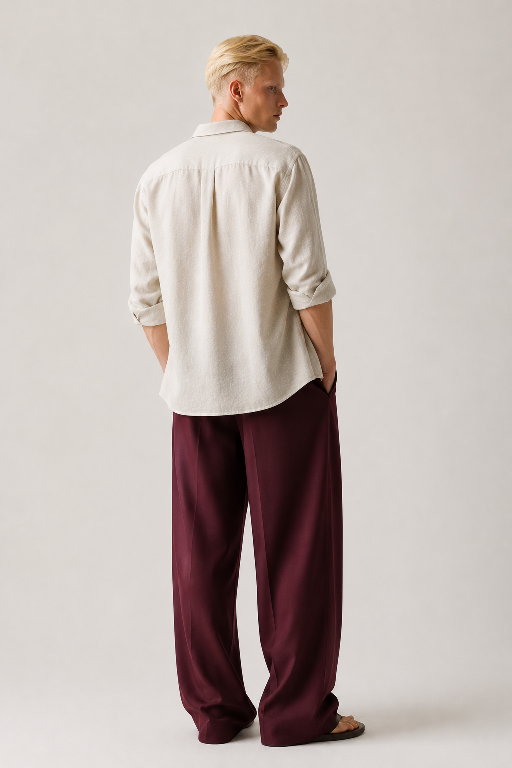 Wine Wide-Leg Trousers
