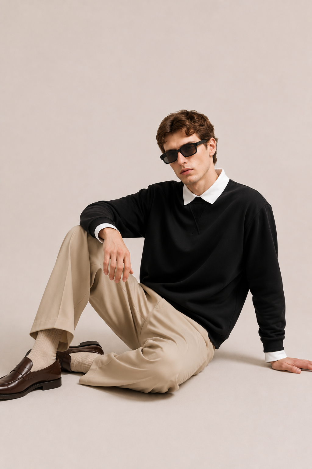 Contrast Polo Sweater