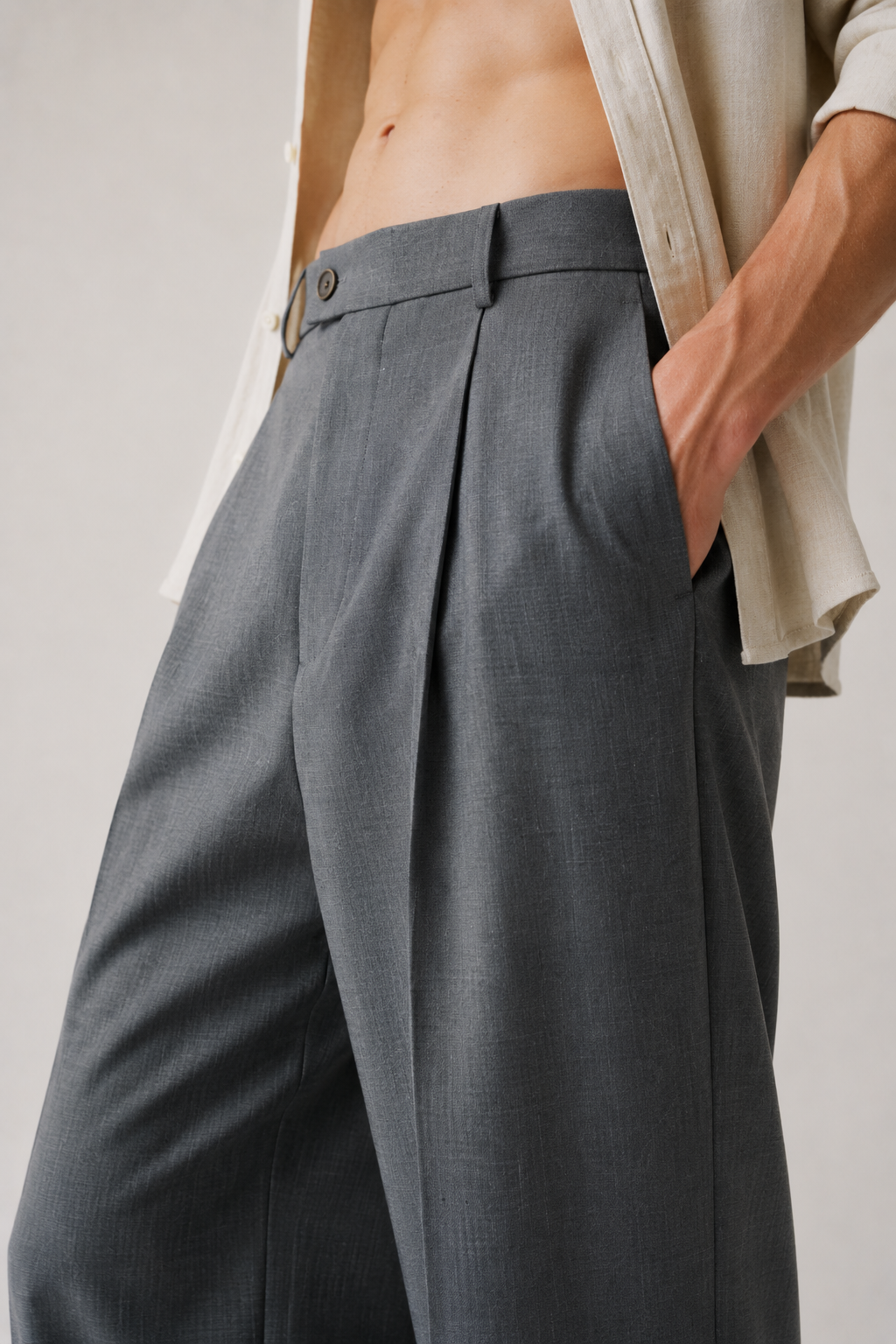 Grey Wide-Leg Trousers