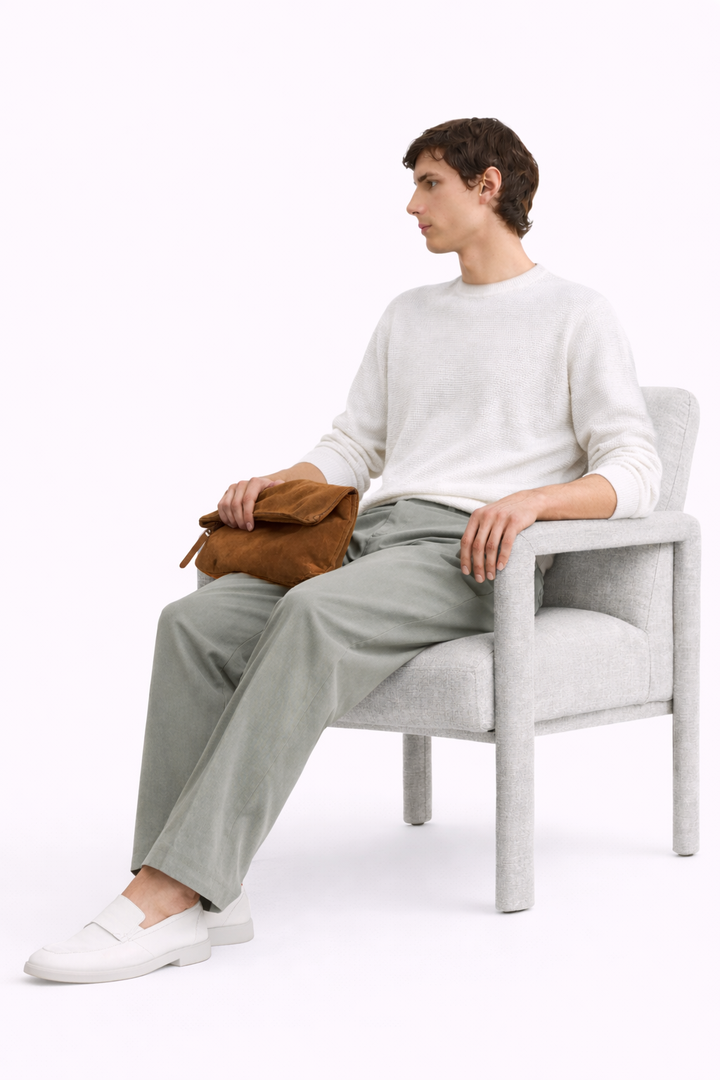 Suede Tailored Trousers