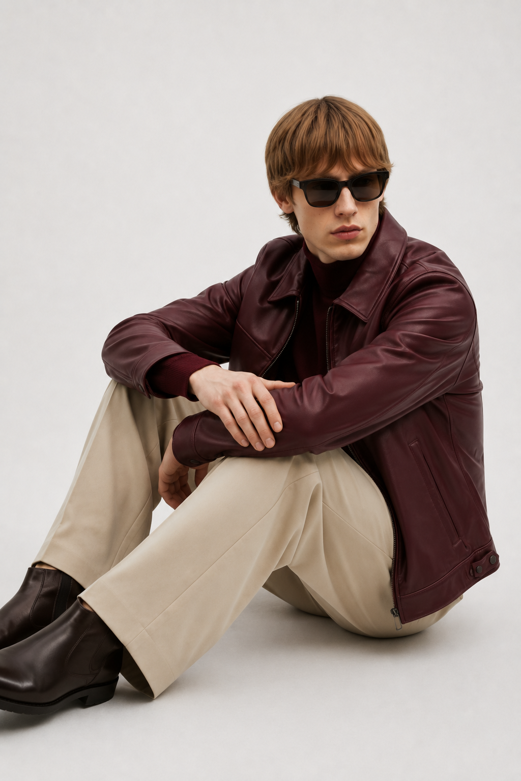 Wine Nappa Leather Jacket